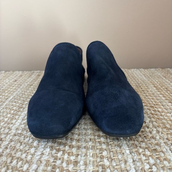 Aquatalia Revy Navy Blue Suede Loafers Women’s Size 10 Smoking Driving Shoes - Picture 2 of 10